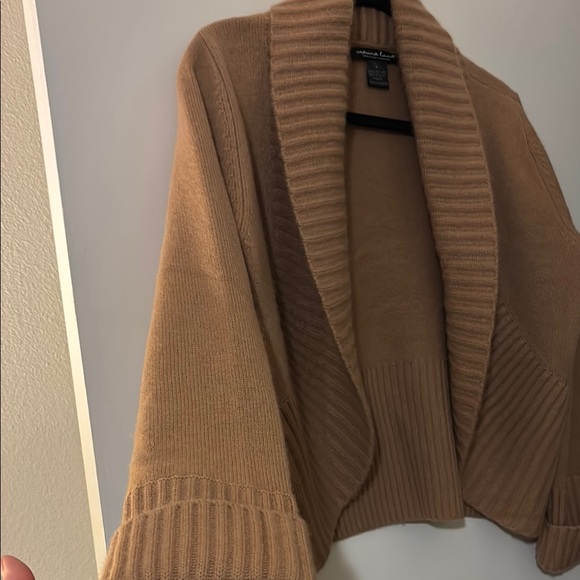 Marina Luna Tan Shrug with Shawl Collar - 100% Cashmere - Size L - Picture 3 of 7